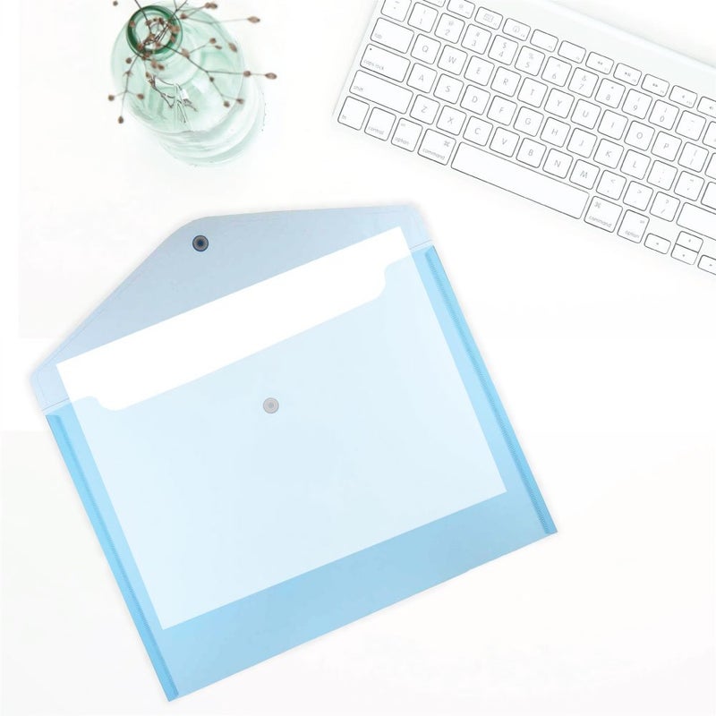 JAM PAPER Plastic Envelopes with Snap Closure - Letter Booklet - 9 3/4 x 13 - Blue - 12/Pack - Image 4